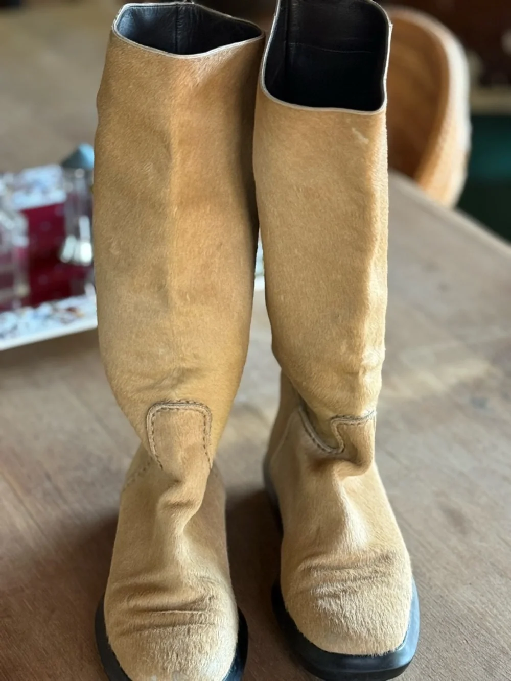 Tod’s Tan Pony Hair Knee Boots - Picture 4 of 11